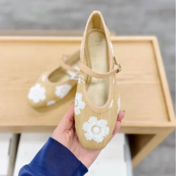 Women's Issa Raffia Floral Sequin Mary Jane Ballet Flat with Memory Foam Insole - Picture 6 of 7